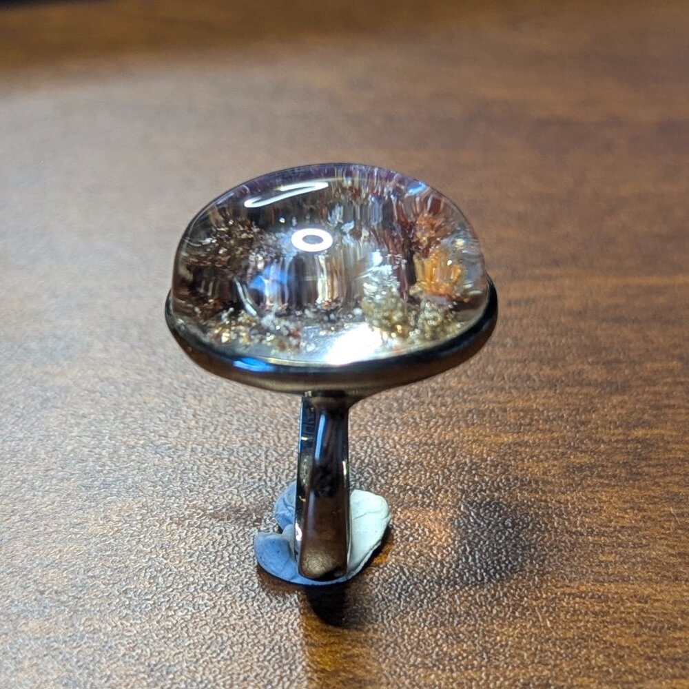 RING 32CT Natural Ghost Quartz 925 Size 9 - Picture 7 of 11